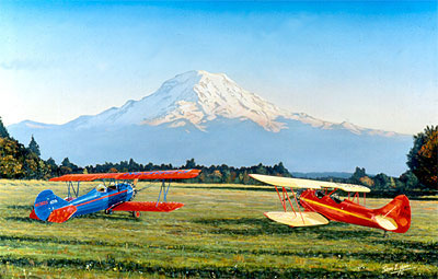 "Indian Summer" - Sam Lyons - Waco UPF-7 & Travel Air 3000 Aviation Art